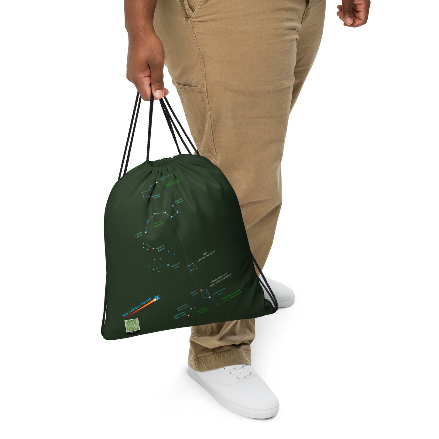 Drawstring Bag - North Star to Southern Cross - Hawaii Spring Star Line in Green
